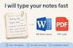 convert handwritten notes to digital typed document and pdf