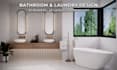 design 3d bathroom and laundry room with a shopping list