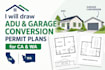 draw adu garage conversion permit plans for ca  wa