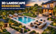 design 3d backyard landscape, pool, patio deck, terrace garden front yard render
