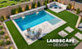 design backyard front yard  pool patio garden deck and 3d landscape rendering