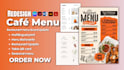 create café bar menu, redesign restaurant menu board update, multilingual print
