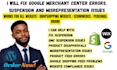 fix google merchant suspension and misrepresentation, fix merchant center errors