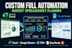 design custom full automation excel google csv etsy budget spreadsheet planner