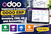 implement and customize odoo erp for inventory, CRM, HR and accounting