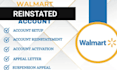 reinstate your walmart deactivated, terminated account