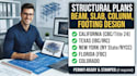 design beam slab column footing structural plan ca tx ny fl co