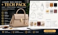 create luxury bag designs with technical drawings and production tech packs