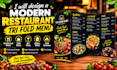 create a modern restaurant tri fold menu