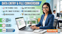 do file conversion, excel data entry, and web research
