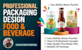 do product packaging design, beverage can label design, box design, label design
