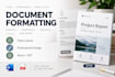 redesign and format word documents, reports, proposals and manuals formatting
