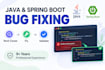 fix java and spring boot bugs and explain the solution
