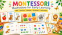 create montessori illustrations abc, shapes, animals, phonics, kids activities