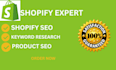 do shopify SEO optimization, keyword research and product
