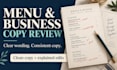 proofread and polish your restaurant menu or business copy