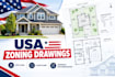 create US residential zoning and property documentation drawings