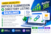 create 100 high quality article submission and directory listing backlink