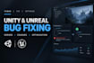 unity and unreal engine game bugs, errors, crashes and optimize performance
