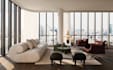 optimize 3d contemporary interior layout,living room render, ensuite bedroom cgi