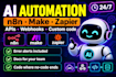build n8n automation, api integration, ai agent workflow with make, zapier