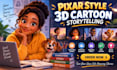 create 3d pixar style cartoon storytelling animation