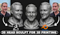 create 3d head sculpt, 3d face model, 3d bust, 3d face model printing stl file