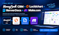 set up honeybook CRM, lucidchart, revverdocs and make com