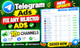active telegram ad, resolve telegram ad  fix decline ad, fix ad destination