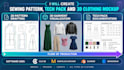 create sewing pattern tech pack and 3d clothing mockup