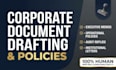 draft professional corporate documents, policies, and audit replies