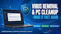 remove virus malware popups and make pc fast via anydesk