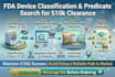 do fda device classification and predicate search for 510k clearance