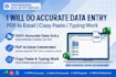 do accurate data entry excel work telugu to english typing