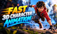 create fast 3d blender character animation for kickstarter indie game trailers