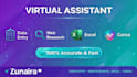 do data entry, web research, excel work and canva design as virtual assistant
