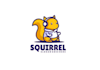 design a creative squirrel wearing headphones mascot logo