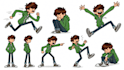 design a childrens book character turnaround pose and expression sheet