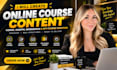 online course content, video course, script writing workbook ppt course creation