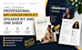 design a professional influencer press kit speaker kit and one sheet