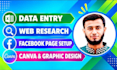 do data entry web research canva design