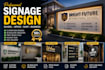 design professional business signage with 3d mockups