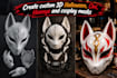 create custom 3d halloween, oni, hnnaya and cosplay mask