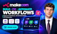 build, fix and automate makecom workflows, n8n ai automation, API integration
