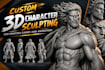 create custom 3d character sculpting for printing games and animation