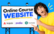 do online course website, kajabi website, podia, teachable website