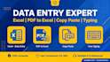 do data entry, excel, copy paste, typing, pdf to excel fast