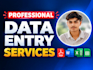 accurate data entry, excel data entry, typing and pdf, to excel