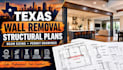 prepare texas load bearing wall removal beam sizing permit drawings