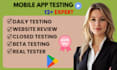 app testing, website testing, user testing, beta testing and QA testing